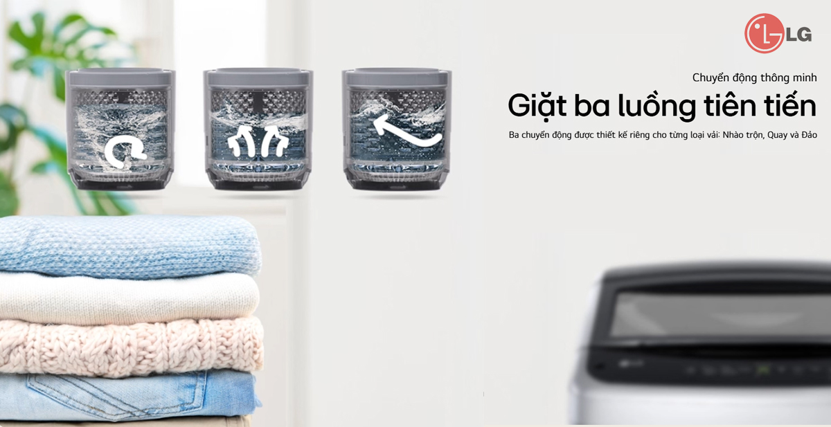 Trải nghiệm giặt giũ êm ái, mạnh mẽ với máy giặt LG cửa trên 15kg T2515VBTB