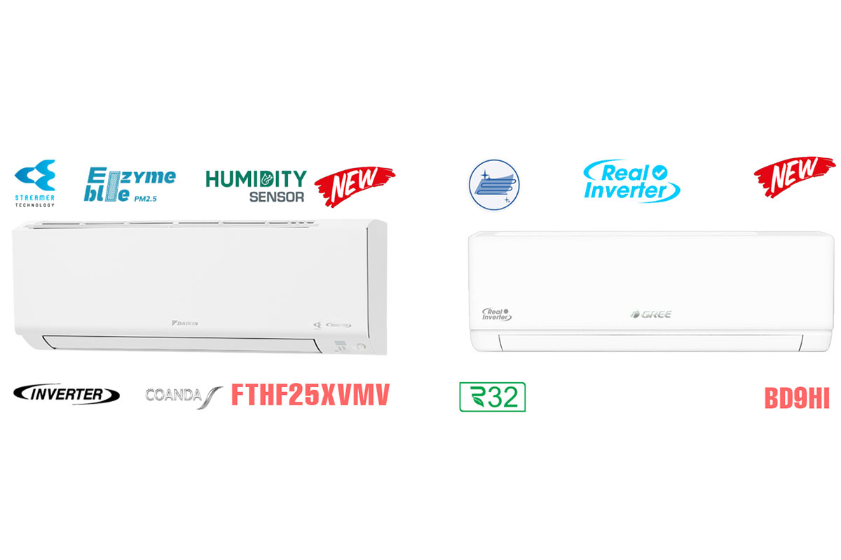 So sánh giữa điều hòa Daikin FTHF25XVMV và Gree BD9HI, điều hòa 2 chiều nào đáng chọn?