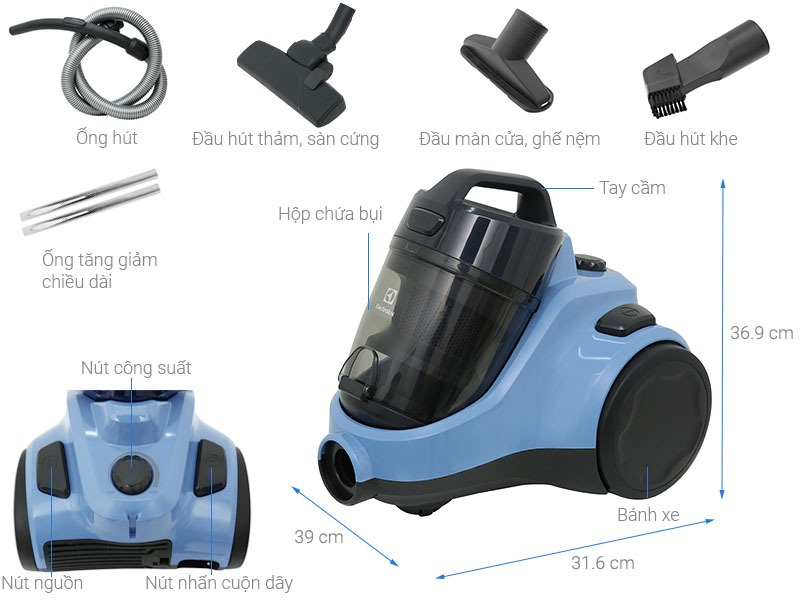Khám phá máy hút bụi Electrolux EC31-2BB giải pháp vệ sinh tiện lợi và hiện đại