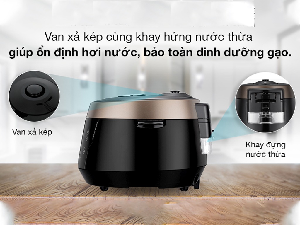Nồi cơm áp suất điện tử Cuckoo CRP-PK1000S 1.8 Lít Vàng-Đen đỉnh cao công nghệ nấu nướng cho gia đình