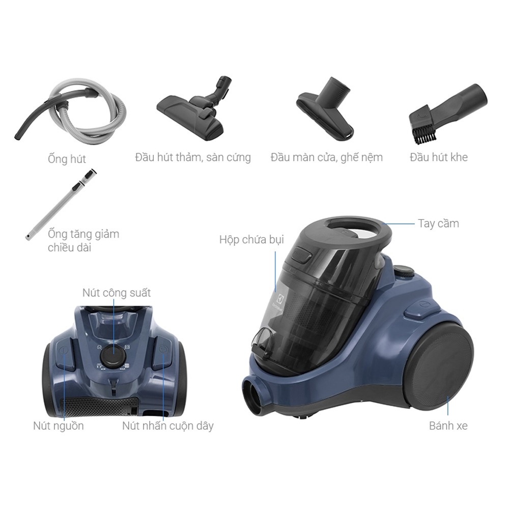 Máy hút bụi Electrolux EC41-2DB dọn dẹp nhanh chóng, tiết kiệm thời gian