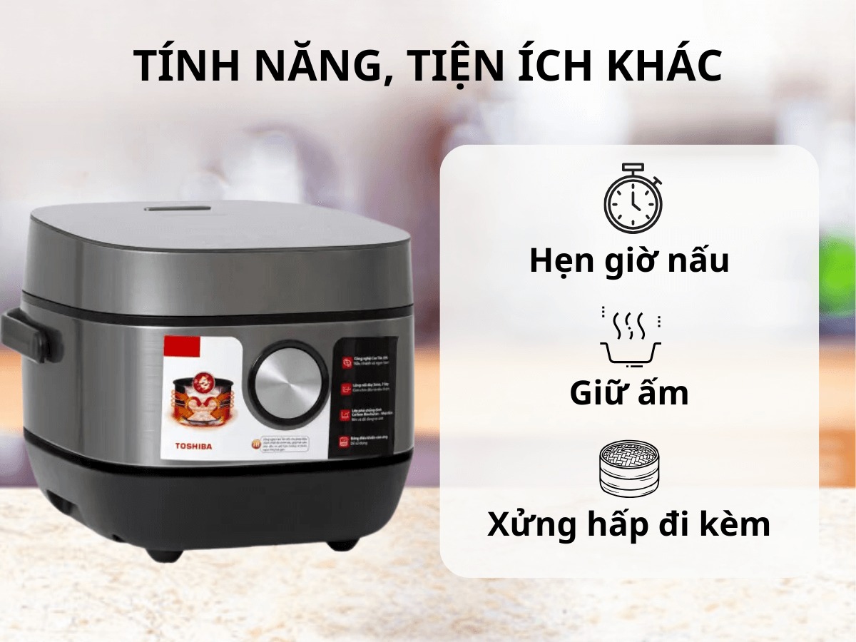 Nồi cơm điện cao tần Toshiba RC-10IP1PV đầu tư xứng đáng cho bữa cơm ngon