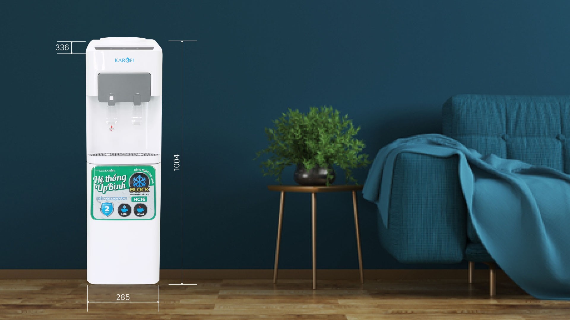 Cây nước nóng lạnh Karofi HC16 đồng hành cùng không gian sống hiện đại