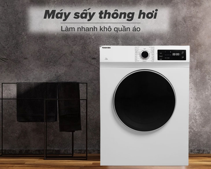 Lựa chọn máy sấy quần áo Toshiba thông hơi TD-H80SEV(WK) sấy khô thông minh nhanh chóng