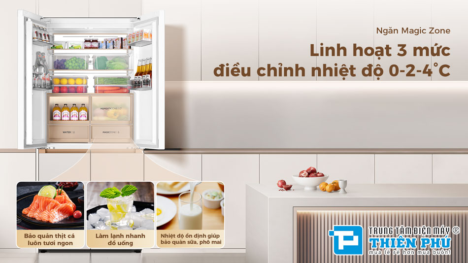 Tủ Lạnh Aqua Multi Door Inverter 512 Lít AQR-MA585XA(MC)U1