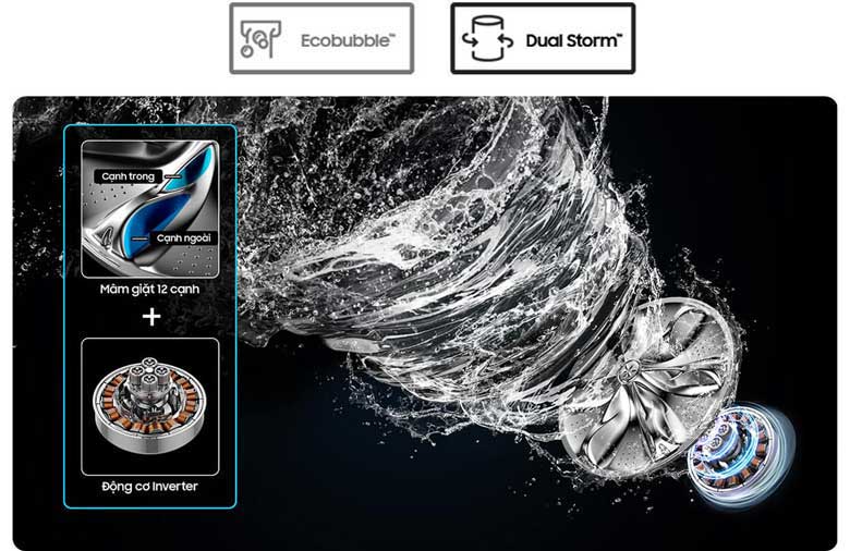 Máy giặt Samsung 17kg WA17CG6886BVSV – Dung tích lớn, tiết kiệm điện nước cho gia đình đông người