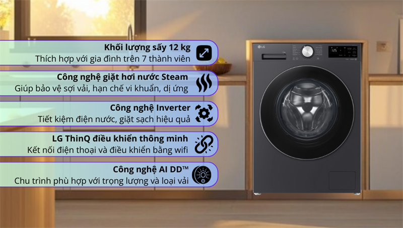 Những tính năng ít người biết của máy giặt LG cửa ngang 12kg FX1412N5G giúp giặt nhanh và bền lâu hơn