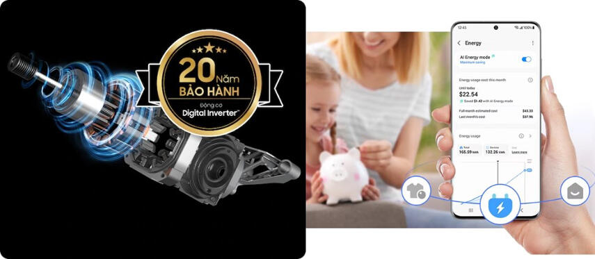 Cách dùng tính năng AI Control và SmartThings hiệu quả trên máy giặt Samsung cửa ngang WW10DB7U34GWSV