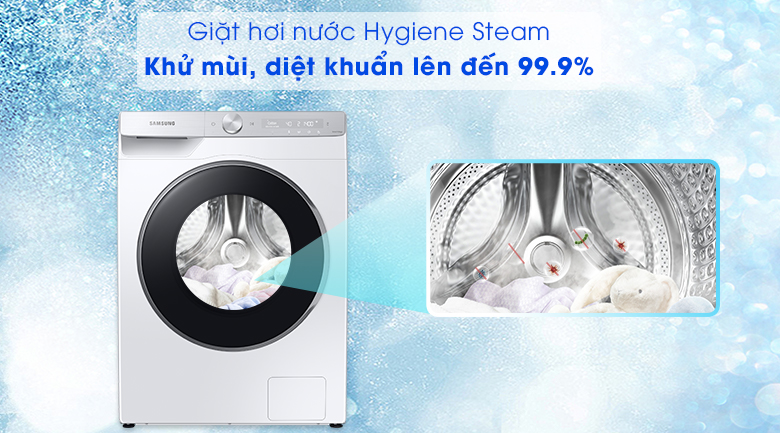 Giặt hơi nước Hygiene Steam trên máy giặt Samsung 10kg WW10DB7U34GWSV có thực sự diệt khuẩn?