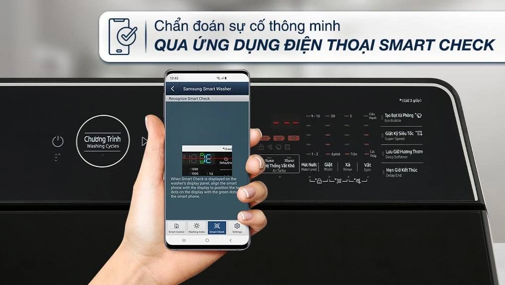 Máy giặt Samsung lồng đứng 12kg WA12CG5745BV/SV: Lựa chọn lý tưởng cho gia đình 4–7 thành viên