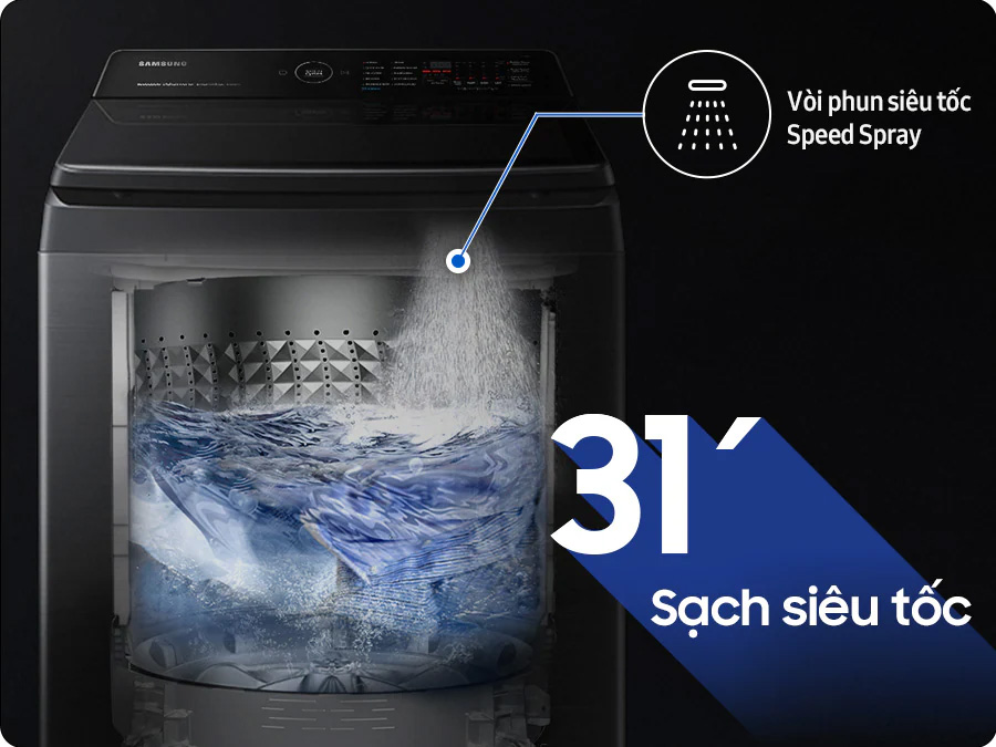 Hướng dẫn chọn các chức năng trên máy giặt Samsung cửa trên 15kg WA80F15S5CSV 