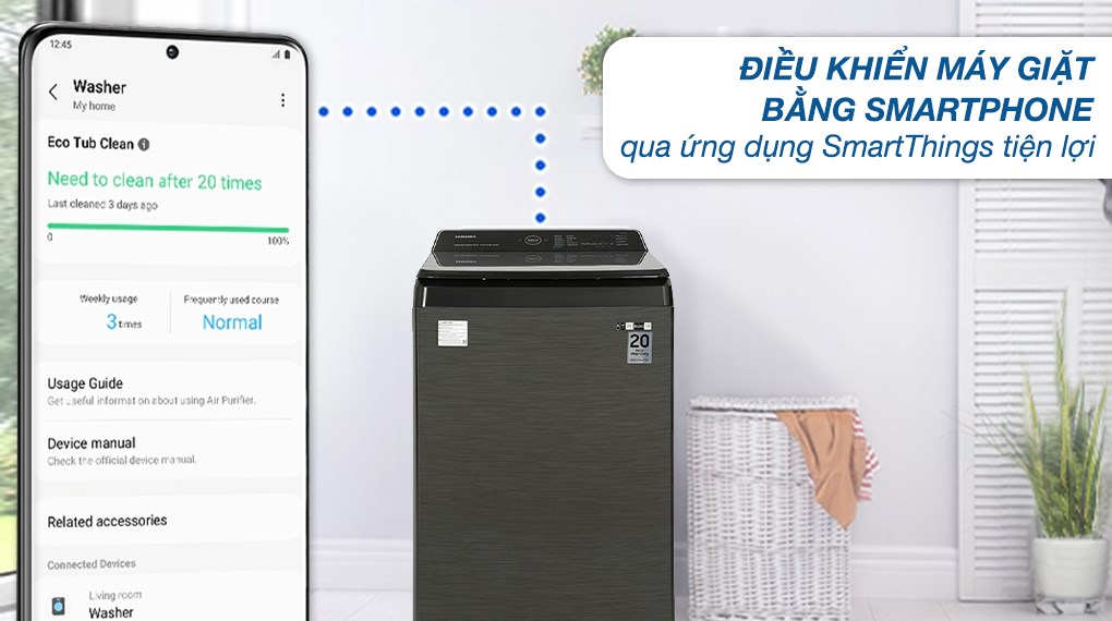 Những tính năng ít người để ý nhưng rất đáng giá máy giặt Samsung lồng đứng 17kg WA17CG6886BVSV
