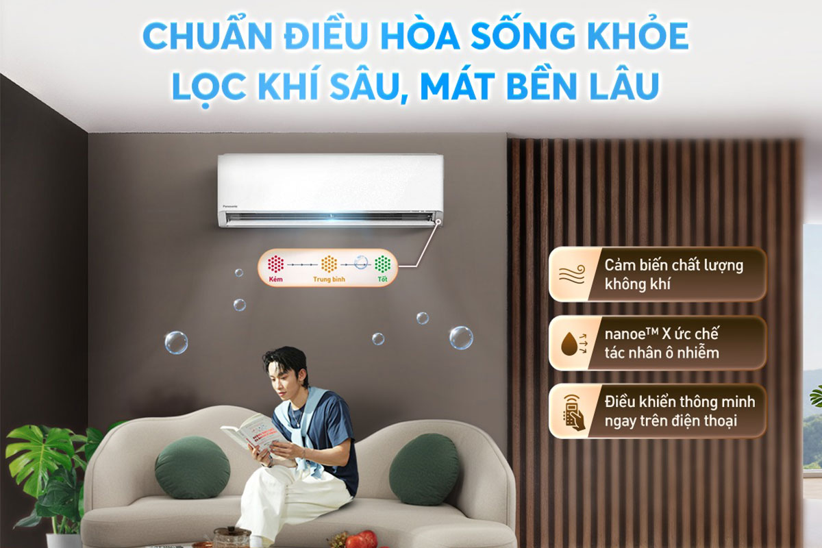 Giải pháp đánh bay mùi ẩm mốc, thuốc lá trong phòng với điều hòa Panasonic CS-XU12BKH-8