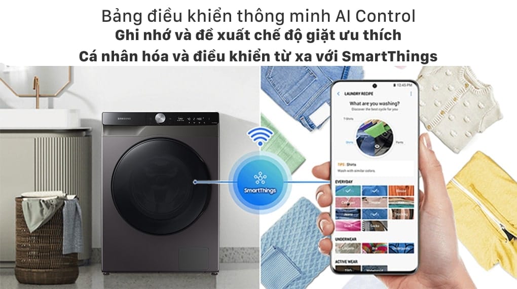 Máy giặt sấy Samsung 11kg WD11T734DBX/SV giúp quần áo luôn sạch – thơm – bền