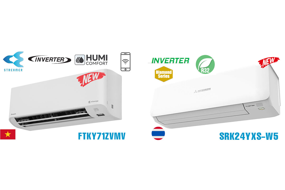 So sánh chất lượng giữa điều hòa Daikin FTKY71ZVMV và Mitsubishi SRK24YXS-W5