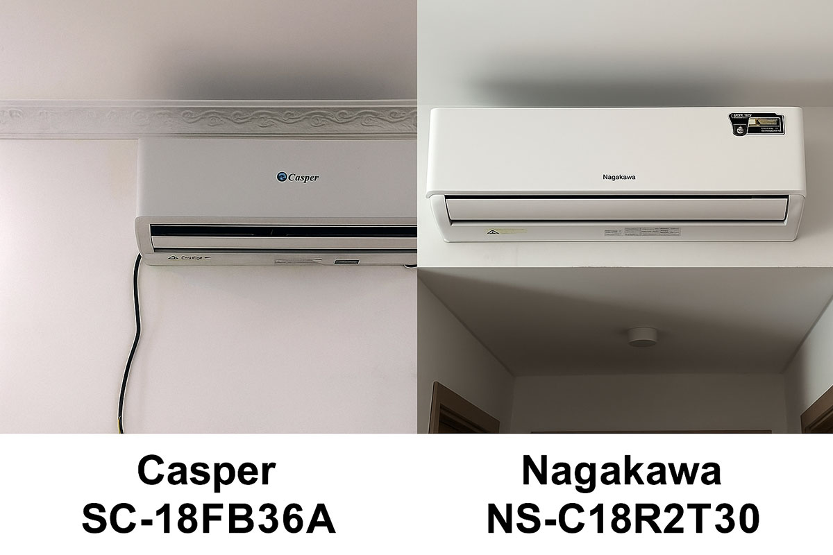 So sánh điều hòa Casper SC-18FB36A và Nagakawa NS-C18R2T30, nên mua điều hòa 18000btu nào