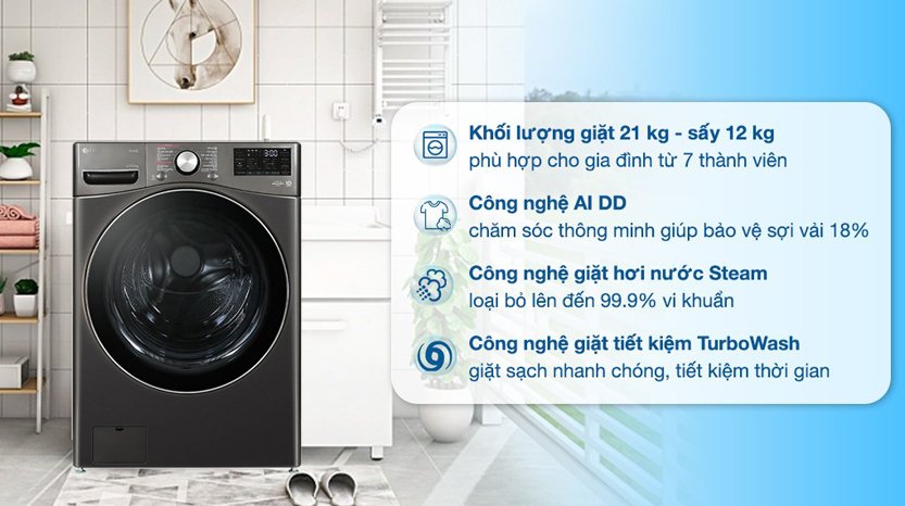 Máy giặt sấy LG giá rẻ F2721HVRB có đáng mua trong năm 2025