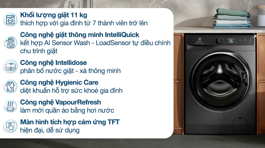 Khám phá công nghệ giặt trên máy giặt Electrolux 11kg EWF1143R7WC và EWF1142R9SC? Nên chọn model nào?
