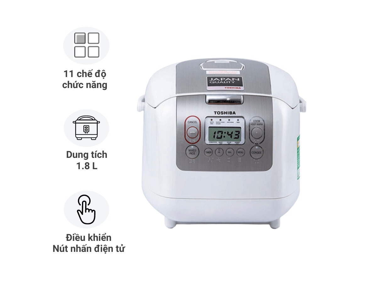 Nồi cơm điện tử Toshiba RC-18NTFV(W) đồng hành cùng gian bếp việt
