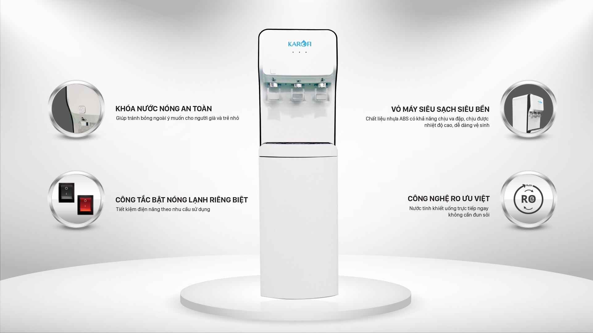 Cây nước nóng lạnh Karofi HC18 đầu tư nhỏ, tiện ích lớn cho cả nhà