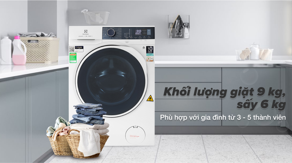 Máy giặt sấy Electrolux 9kg sấy 6kg EWW9024P3W: Giải pháp giặt sấy 2 trong 1 cho gia đình bận rộn