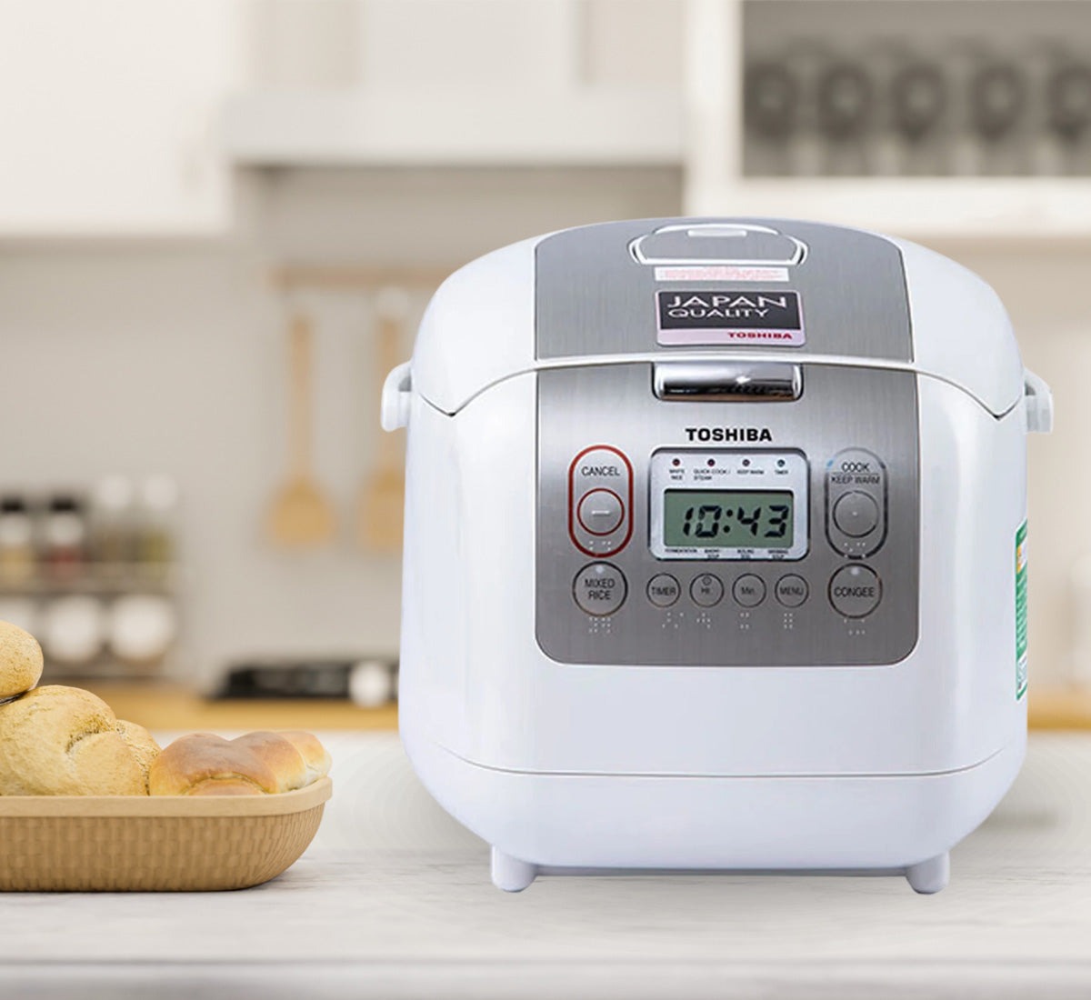 Nồi cơm điện tử Toshiba RC-10NMFVN(WT) công nghệ nấu thông minh, cơm dẻo ngon