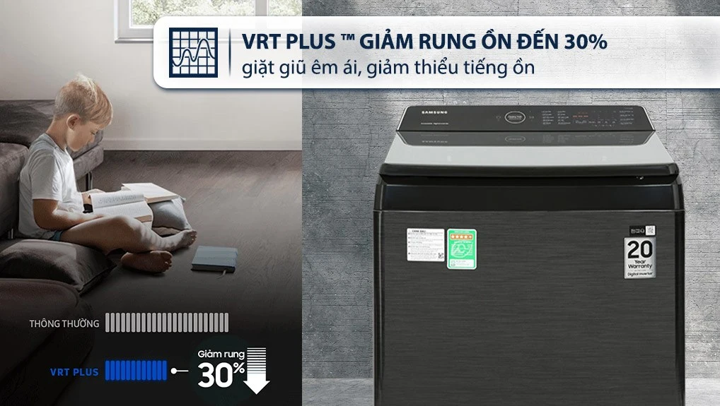 Đánh giá khả năng vận hành êm ái của máy giặt Samsung 12kg WA12CG5745BV/SV trong không gian chung cư