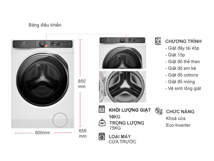 Máy giặt Electrolux inverter 10kg EWF1043R7WC có đáng đầu tư? Hướng dẫn sử dụng đúng cách để giặt sạch, bền máy và bảo vệ quần áo
