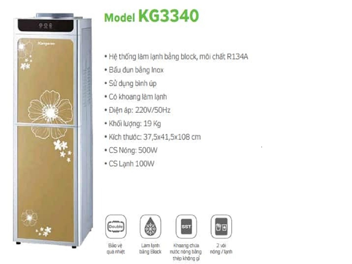Cây nước nóng lạnh Kangaroo KG3340 nhỏ gọn nhưng đầy tiện ích