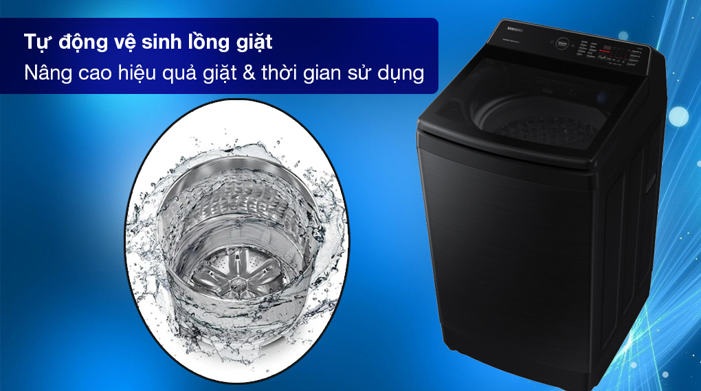 Thực tế vận hành máy giặt Samsung cửa trên WA12CG5745BV/SV sau thời gian dài sử dụng