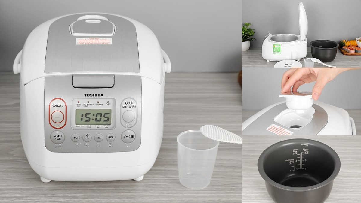 Nồi cơm điện tử Toshiba RC-10NMFVN(WT) công nghệ nấu thông minh, cơm dẻo ngon