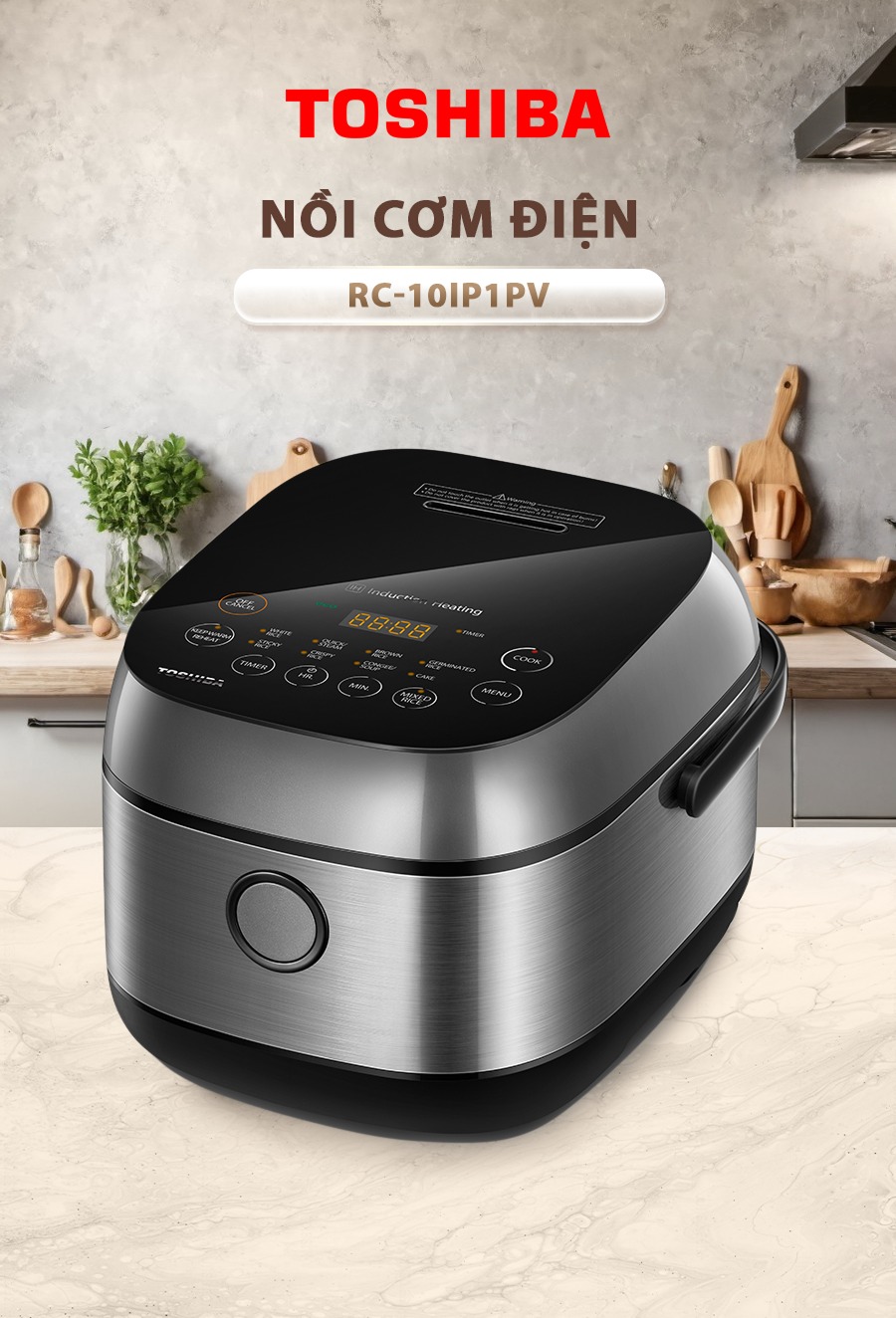 Nồi cơm điện cao tần Toshiba RC-10IP1PV 1.0 Lít cơm dẻo ngon chuẩn Nhật