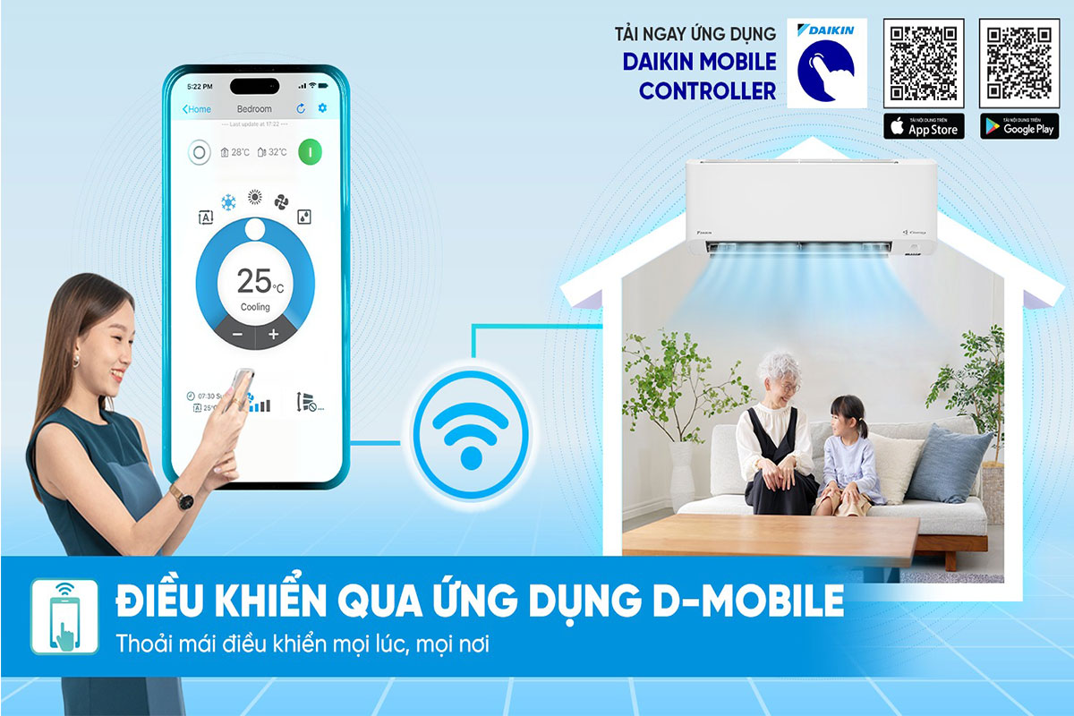 Cách kết nối Wi-Fi trên điều hòa Daikin inverter FTKY60ZVMV để điều khiển từ xa