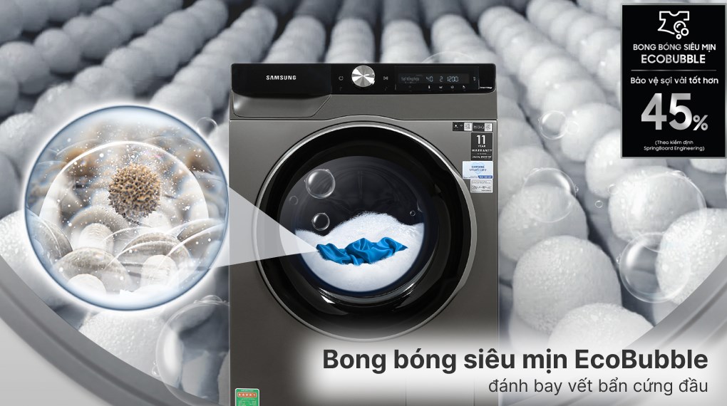 Hướng dẫn sử dụng máy giặt Samsung cửa trước WW10T634DLX/SV hiệu quả: Tận dụng AI Dispenser, EcoBubble và Hygiene Steam