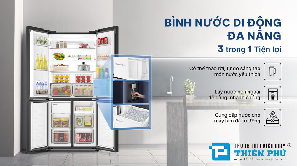 Tủ Lạnh Aqua Multi Door Inverter 522 Lít AQR-MA600XA(WGL)U1