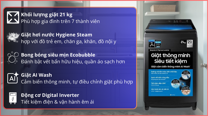 Cách kết nối và điều khiển máy giặt Samsung 21kg lồng đứng WA80F21B9BSV bằng ứng dụng SmartThings