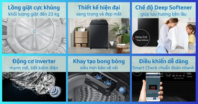 5 lý do nên chọn máy giặt Samsung lồng đứng 12kg WA12CG5745BV/SV thay vì các dòng cùng tầm giá
