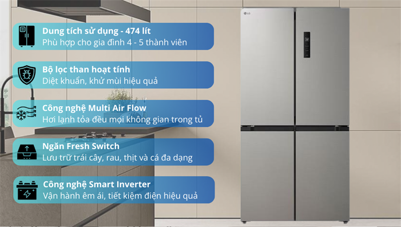 Đánh giá khách quan về tủ lạnh LG LFB47SVM 4 cánh

