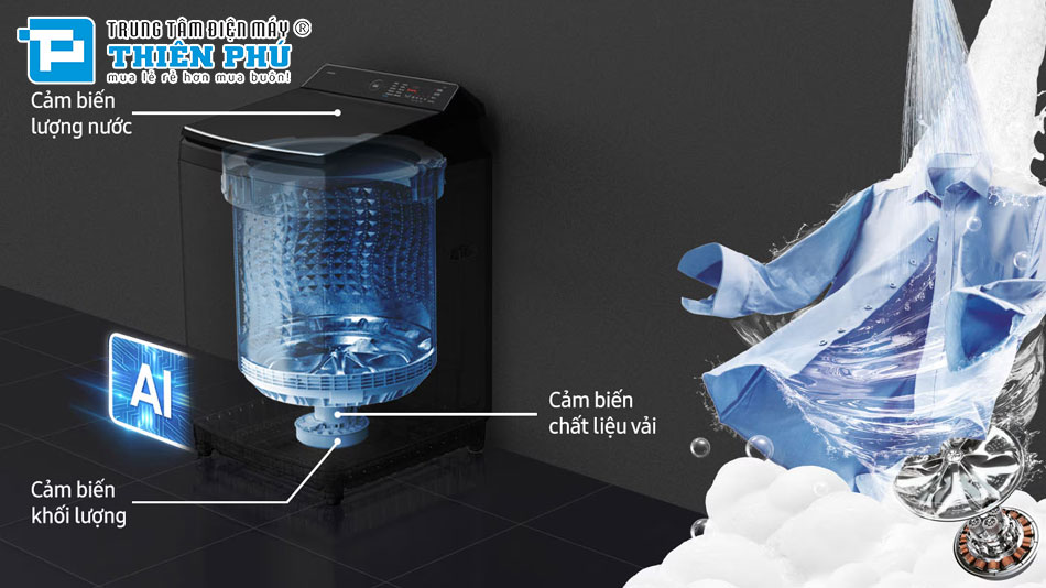 Máy giặt Samsung 15kg WA80F15S5CSV đánh giá chi tiết trải nghiệm giặt AI tiết kiệm điện cho gia đình đông người