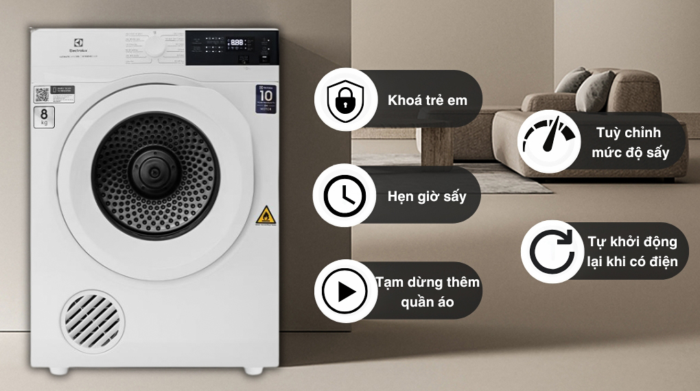 5 ưu điểm đáng tiền của máy sấy quần áo Electrolux EDV804H3WC 