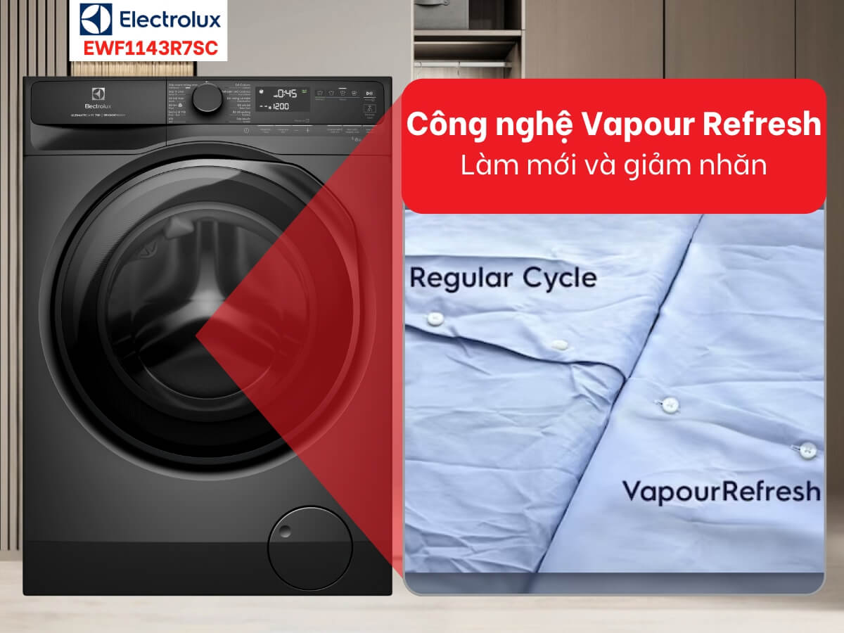 Hướng dẫn sử dụng máy giặt Electrolux cửa trước EWF1343R7WC tối ưu nhất: Tận dụng AI, hơi nước và App thông minh