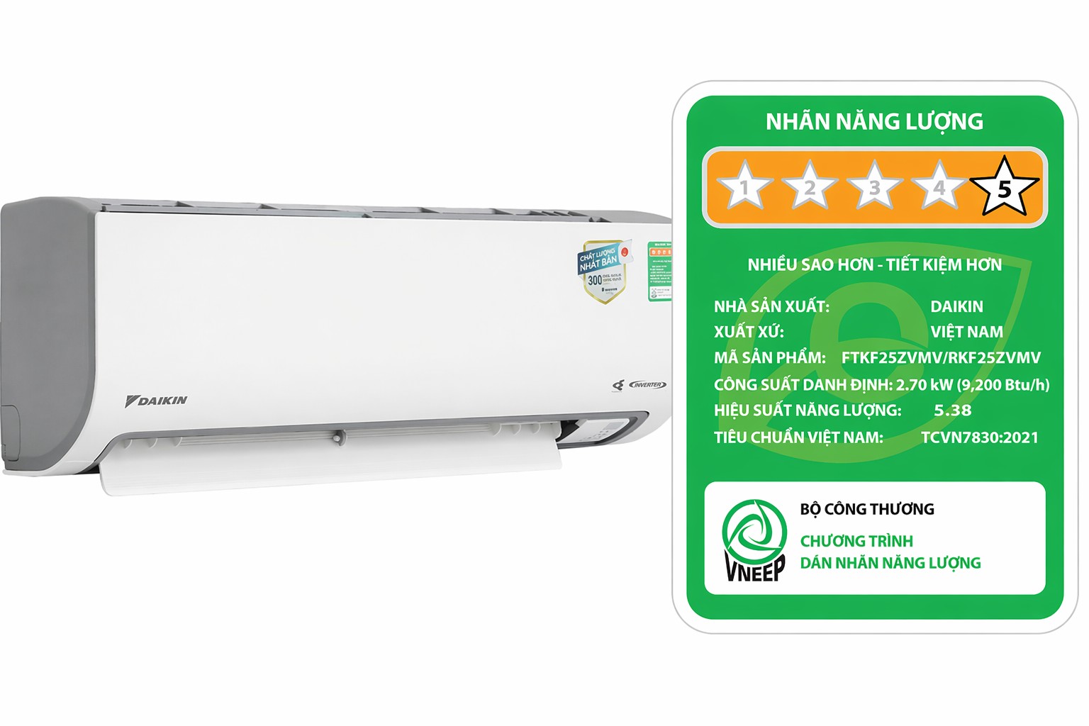 Bật cả đêm chỉ hết vài nghìn tiền điện chỉ có thể là điều hòa Daikin inverter FTKF25ZVMV