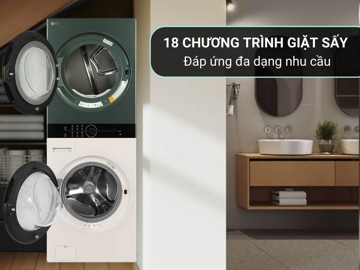 Tháp giặt sấy LG Inverter WashTower WT1410NHEG trải nghiệm thú vị cho người tiêu dùng