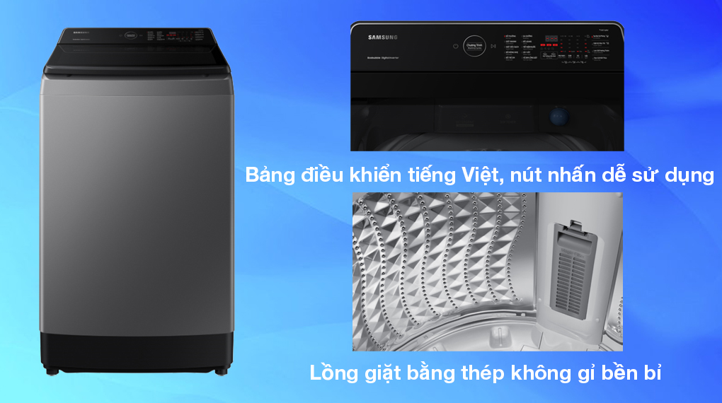 Hướng dẫn sử dụng máy giặt Samsung cửa trên WA40F12E4CSV tiết kiệm điện nước, bền lâu