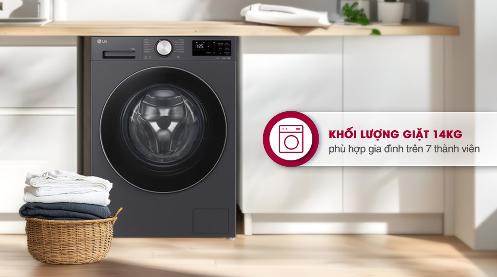 Máy giặt LG cửa trước FX1414S3KA có gì nổi bật? Khám phá công nghệ AI giặt sạch cho gia đình đông người