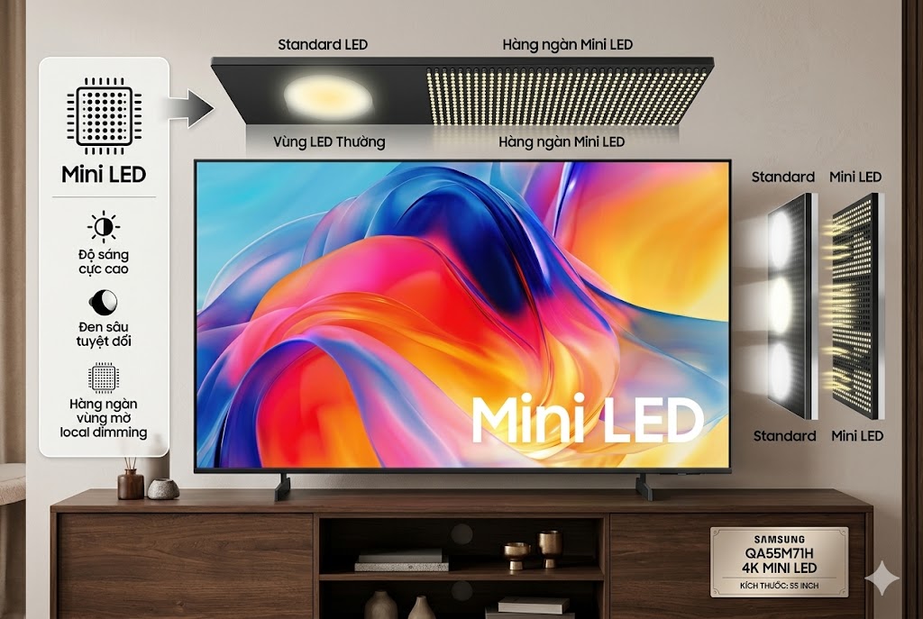 Tivi Samsung Mini LED Vision AI 50 Inch UA50M71HAKXXV có phải là sự lựa chọn tốt?