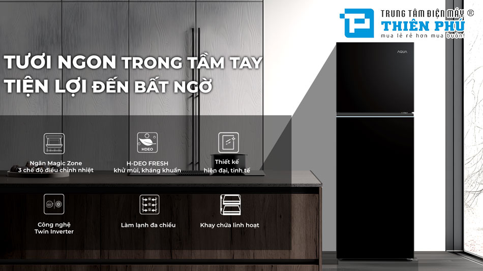 Tủ Lạnh Aqua Inverter 2 cánh ngăn đá trên AQR-T-FA(LB)