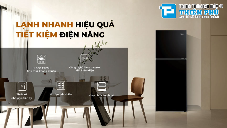 Tủ Lạnh Aqua AQR-T245FA(LB) Inverter 212 Lít Tiện Nghi Cho Gia Đình Hiện Đại