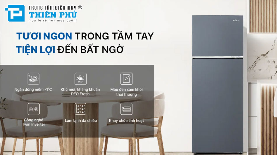 Tủ Lạnh Aqua Inverter 358 Lít AQR-T410FA(SL)