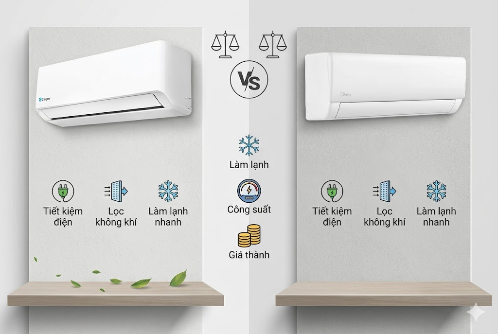 So sánh điều hòa Casper SC-18FB36M và Midea MSFQB-18CRN8, nên chọn máy nào?